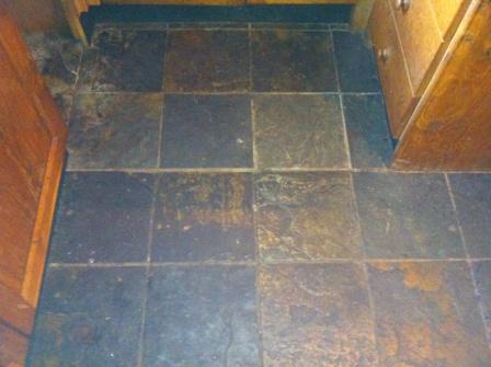 Slate Floor Before Cleaning and Sealing